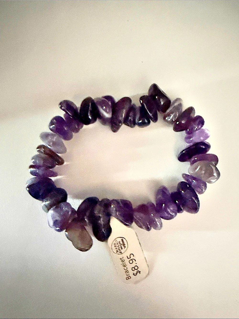 Amethyst Chip Stretch Bracelet Purple & Gray